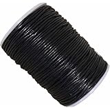 Rockin Beads Brand Black 1.5mm Waxed Cotton Jewelry Macrame Craft Cord 80 Yards Wolven Round