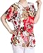 Soojun Women Casual Floral Short Sleeve Loose Blouse T Shirt