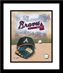 Atlanta Braves MLB Framed 8x10 Photograph Team Logo and Baseball Cap Collage