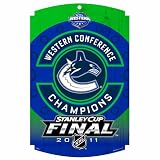 NHL Vancouver Canucks Conference Champs 11-by-17 Inch Wood Sign "Classic Logo"