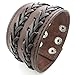 KONOV Mens Leather Bracelet, Wide Cuff Bangle, Fit 7-8.5 inch, Brown