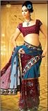 Wedding Dress Maroon Faux Chiffon Wrap Dress Saree Sari with Unstitched Blouse