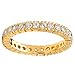 Sterling Silver 925 Women's Goldtone Plated Eternity Ring wedding Band with Cubic Zirconia 3mm 6