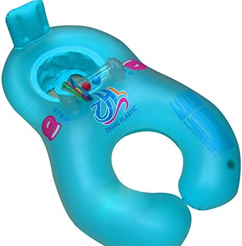 Lisam 2-person PVC Inflatable Water Swim Float Ring for Swimming Pool Kids Adults with Baby Leg Holes and Seat - Blue