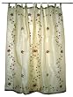 Curtain-2 Organza Platinum Base with Red Bell Embroidered Sari Curtains Drapes Panel 92" Tabs