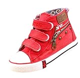 EOZY キャンバス生地 靴 キッズスニーカー スリッポン ベビーシューズ シューズ 軽量 やわらか 女の子 男の子 子供靴 スポーツシューズ (20cm, B.レッド)