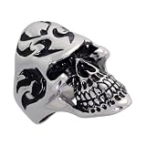 Surgical Steel Goth Skull Ring Tribal Tattoos Blackened finish 1 3/8 in. (35mm) wide, sizes 9 to 15