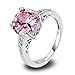 LingMei 10mm*10mm Round Cut Cz Created Pink Stone Women's Ring