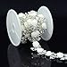 Seasofbeauty Craft Braided Beaded Fake Pearls Rhinestones Lace Ribbon Trim White flower 1 Yard