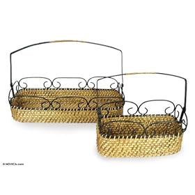 Cane baskets, 'Grace' (pair) by NOVICA