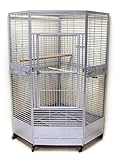 Kapoho Kave II Corner Bird Cage - 42W X 30D X 64H - Silver Vein