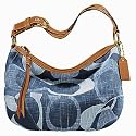AUTHENTIC COACH TONAL C SIGNATURE HOBO 12190 (Nickel Hardware)
