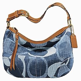 AUTHENTIC COACH TONAL C SIGNATURE HOBO 12190 (Nickel Hardware)