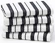 Black Stripe - 4 Pack Oversized Dish Cloth sets in Spice by Cotton Craft - Size 15x15 - Pure 100% Cotton - Crisp Basketweave striped pattern with a hanging loop - Highly absorbent, soft & sturdy - Other colors - Spice, Green, Red, Linen & Blue - Easy care machine wash