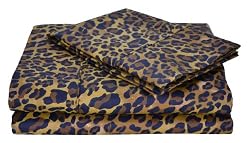 Regal Collection 300-Thread-Count Leopard Print Twin Sheet Set, Brown