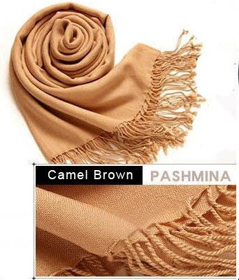 (Price/Piece)Camel Brown-Soft Pashmina/Shawl/Scarf/Wrap/Stole With Tassel Ends