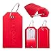 BlueCosto 2 Pack Luggage Tag Label Suitcase Tags Travel Bag Labels w/Privacy Cover - Red