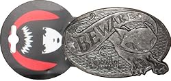 Emily the Strange Beware Kitty Gray Metal Belt Buckle