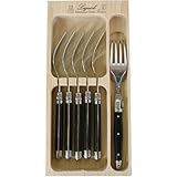 IMAGE OF Black Handles Laguiole Verdier Heavy Duty Boxed Salad Forks
