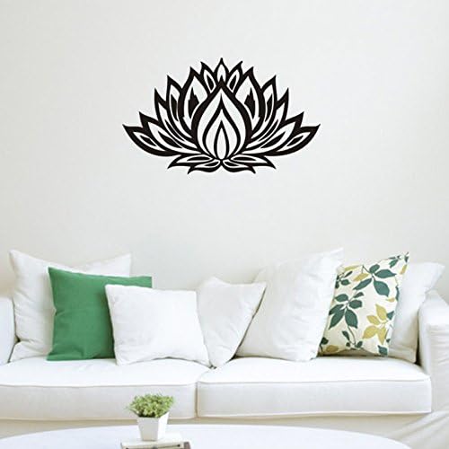 Gangsta Girls PVC Waterproof Detachable Black and White Lotus Flower Wall Stickers for Living Room Bedroom 56*33cm