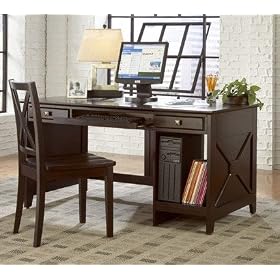 Britanica Espresso Desk With Chair And Bookcase