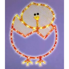 17″ Lighted Hatching Baby Chick in Egg Easter Window Silhouette Decoration