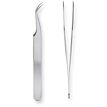 Stainless Steel Satin Finish Curved Fine Tip Forceps, 4-1/2" Length, For Single Use (Pack of 100)