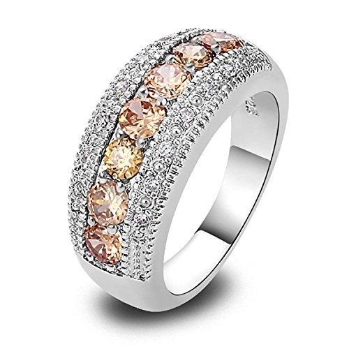 Psiroy 925 Sterling Silver Grace Womens Band Charms Gorgeous 3.5mm*3.5mm Round Cut Morganite Filled Ring