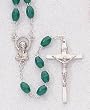 Rosary - 5mm Green Plastic Beads - 18" Silver Tone - IMPORTED FROM ITALY - Boxed Rosary - 5mm Green Plastic Beads - 18" Silver Tone - IMPORTED FROM ITALY - Boxed