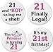 Set 4 Happy 21st Birthday 2.25â€ Large Buttons Pins Cute Princess 21 Black & Pink