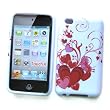 Apple iPod Touch 4th Generation Crystal Silicone Skin Case "Red Hearts" Design