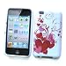 Apple iPod Touch 4th Generation Crystal Silicone Skin Case "Red Hearts" Design