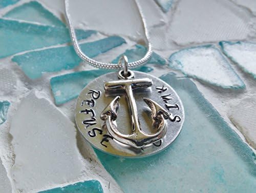 Anchor Necklace/Refuse to Sink/Hand Stamped Jewelry/Anchor jewelry