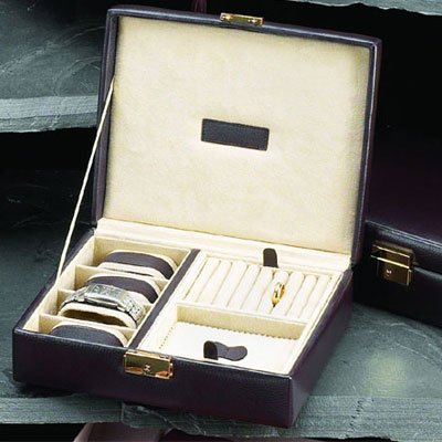 Brown Leather 4 Watch Jewelry Case