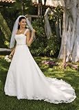 David's Bridal Wedding Dress: Cap Sleeve Organza A-Line Gown Style WG3007
