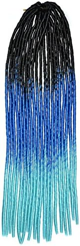 Stepupgirl 20 Inch Black Sapphire Light Blue Ombre Color Soft Dread Lock Crochet Synthetic Torsion Braiding Hair