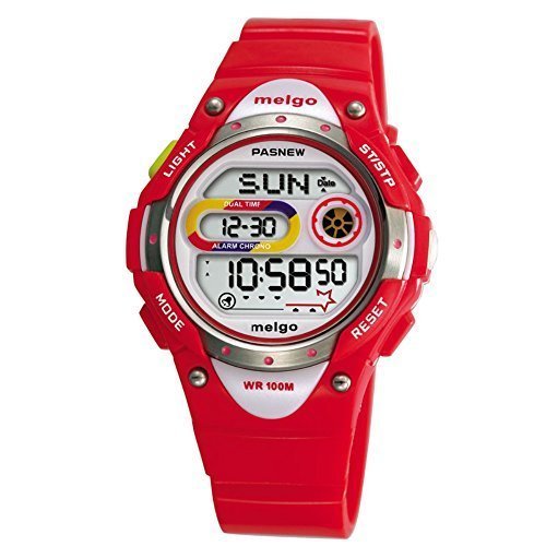 Oyang LED Waterproof 100m Sports Digital Watch for Children Girls Boys (Red)