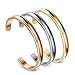 WUSUANED Bland Cuff Stainless Steel Brushed Edges for Women Girls Bracelet Bangle (3Pcs a Set)