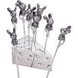 SET OF 8 SILVER MOUSE CHEESE PICKS WITH CRYSTAL