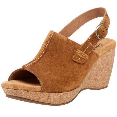 Clarks Women's Harwich Middy Slingback Sandal,Light Brown Suede,11 M US