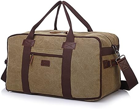 Toupons 22'' Canvas Duffel Bag Men Weekender Bag (Khaki)