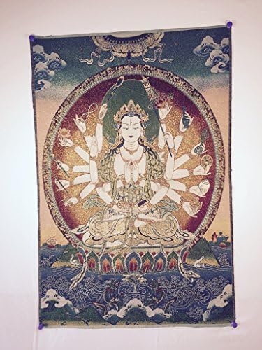 Tibetan Buddha Thangka Tapestry Cundi for Feng Shui in the Home, Wealth, Yoga and Meditation