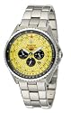 Accurist Men's Quartz Watch with Yellow Dial Chronograph Display and Silver Stainless Steel Bracelet MB754Y