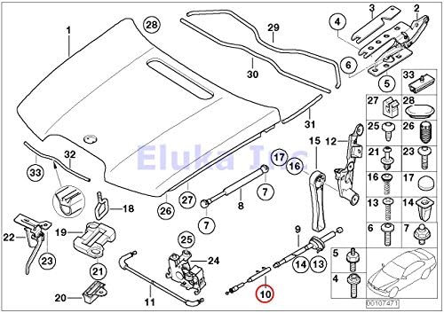 BMW Engine Mechanism Hood Release Cable Left Front 745i 750i 760i ALPINA B7 745Li 750Li 760Li