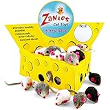 Zanies Cheese Wedge Display Boxes, 60 Furry Mice Toys for Cats