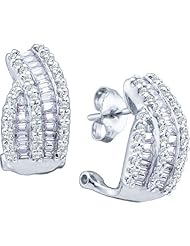 1.00CTW ROUND BAGGUETTE DIAMOND LADIES FASHION EARRINGS