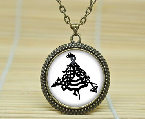 Fashion Jewelry Girl With A Bouquet Of Flowers Pendant Vintage Original Cute Silhouette Necklace Glass Cabochon Necklace A1486