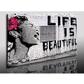 Druck auf leinwand "Banksy" Graffiti - Bild 100x70cm k. Poster ! Bild fertig auf Keilrahmen ! Pop Art Gem�lde Kunstdrucke, Wandbilder, Bilder zur Dekoration - Deko / Top 200 "Banksy" Streetart Wandbilder