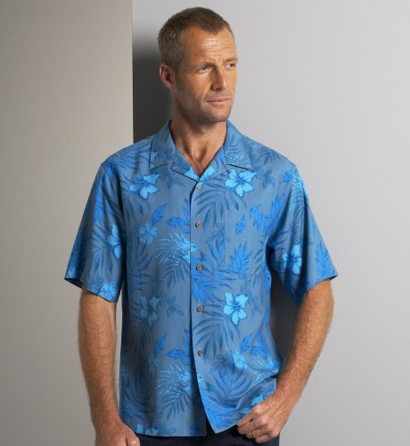 Big & Tall Blue Harbour Silk Rich Tropical Shirt