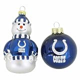 Indianapolis Colts Snowman and Ball Mini Blown Glass Ornaments